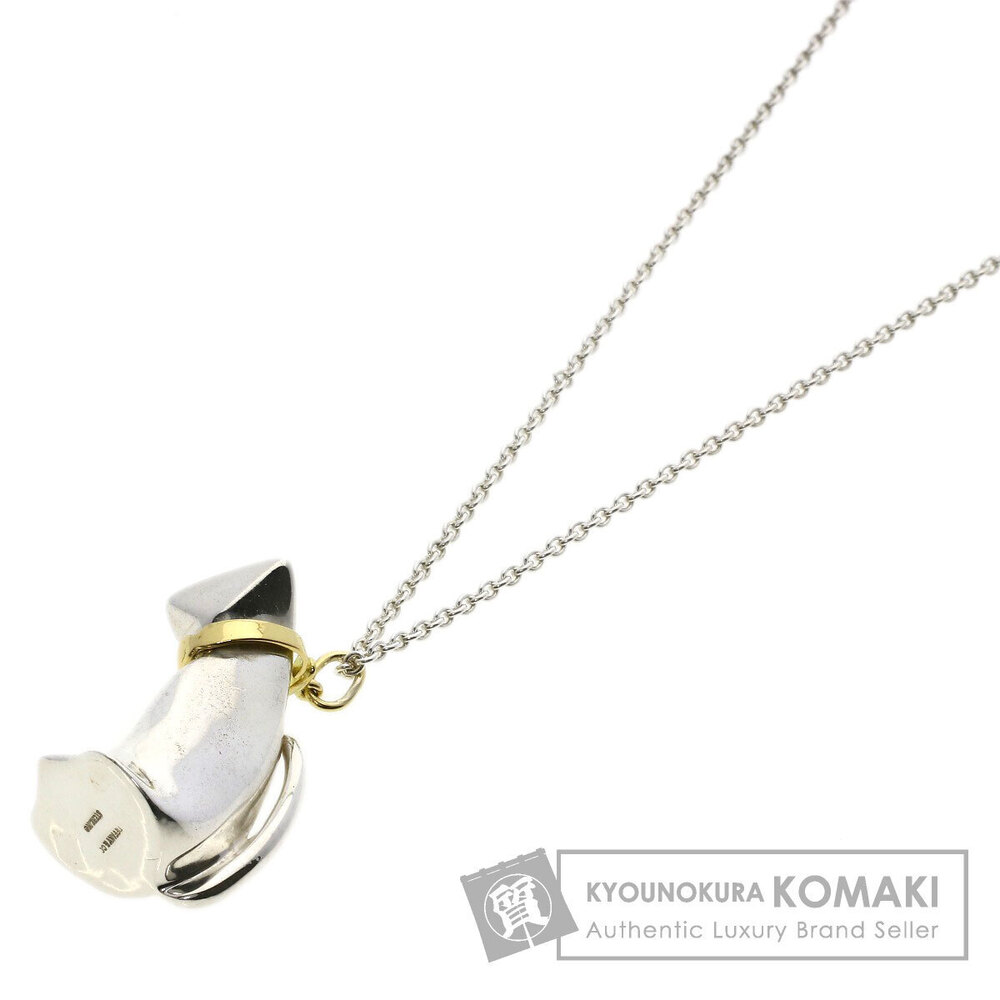 Tiffany Co cat motif necklace silver